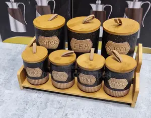 Canister Set With Wooden Stand