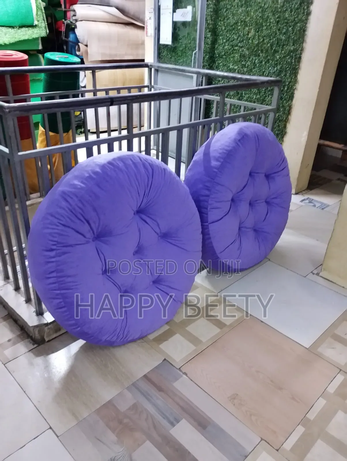 Lilac Purple Puffy Floor Cushion