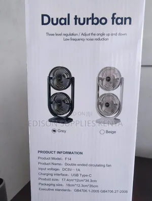 Desk Fan Dual Head Rechargeable Turbo USB Table Fan 360 Degree Rotates