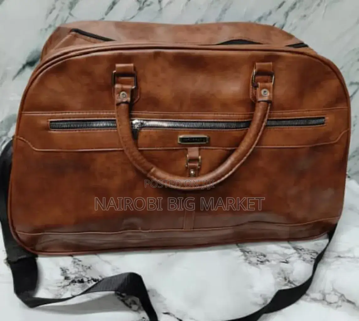 Brown Leather Duffle Travel Bag