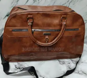 Brown Leather Duffle Travel Bag