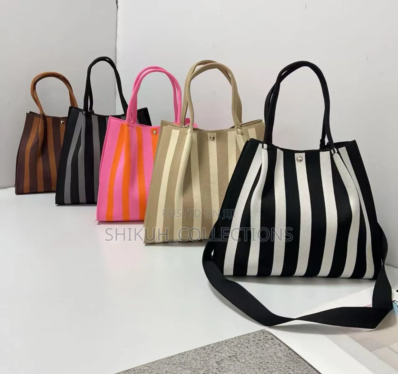 Ladies Striped Tote Bags