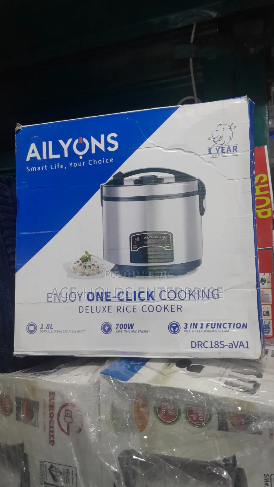 1.8 Litres - 700w Ailyons 3 in 1 Function Rice Cooker - Silver
