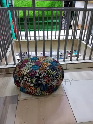 Round Puffy African Print Floor Poufs