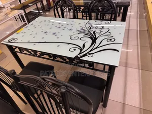 Generic 4-Seater Dining Set Top Tempered Glass