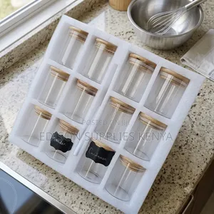 Glass Spice Jar Set With Bamboo Lids - 12 Pack
