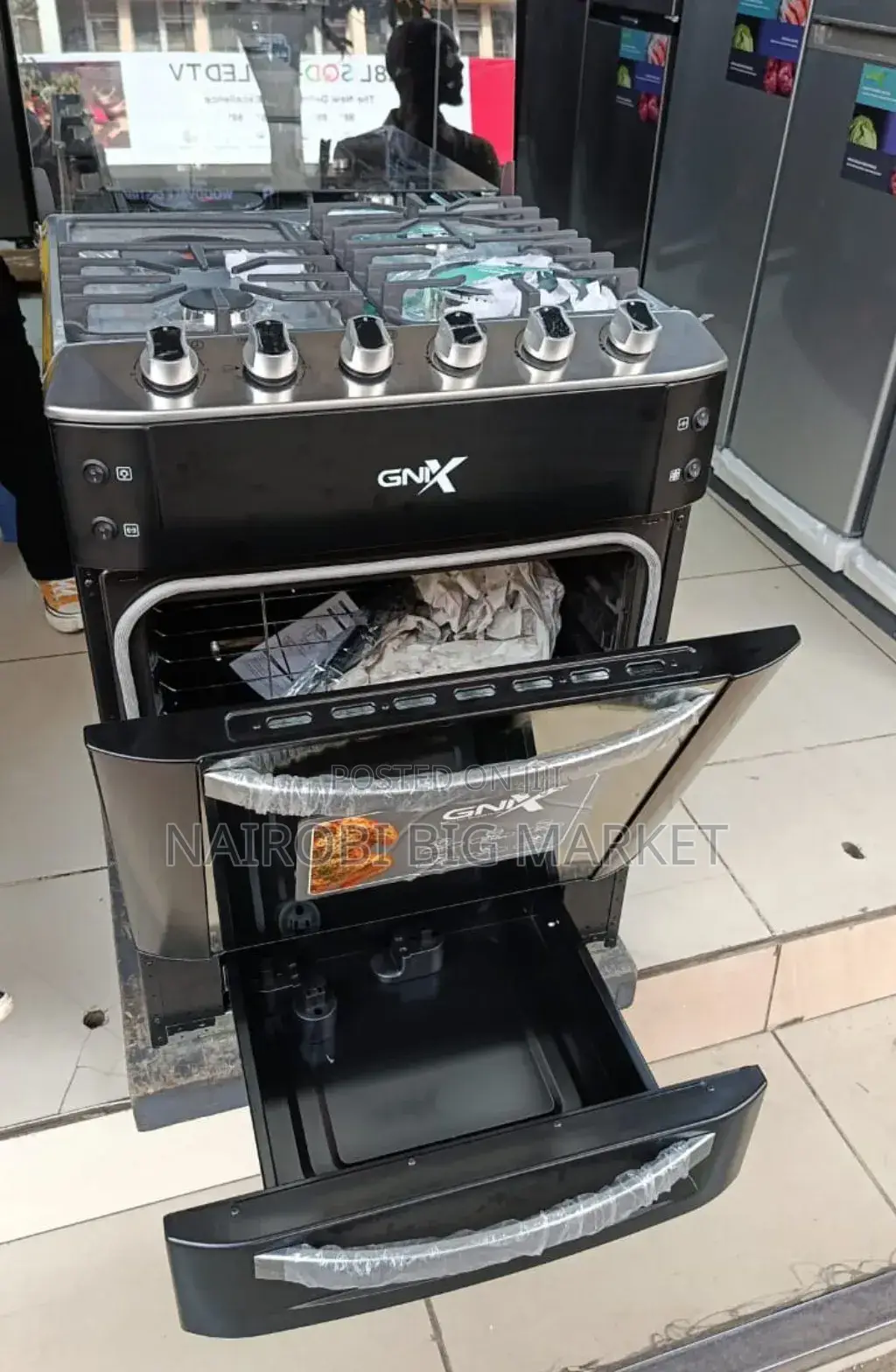 GNIX BLACK – 60×60 Premium Cooker 3 Gas + 1 Rapid Hotplate