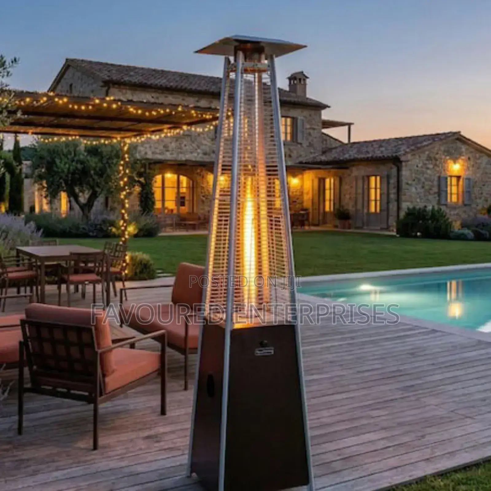 Pyramid Patio Gas Heater With Quartz Flame Tube