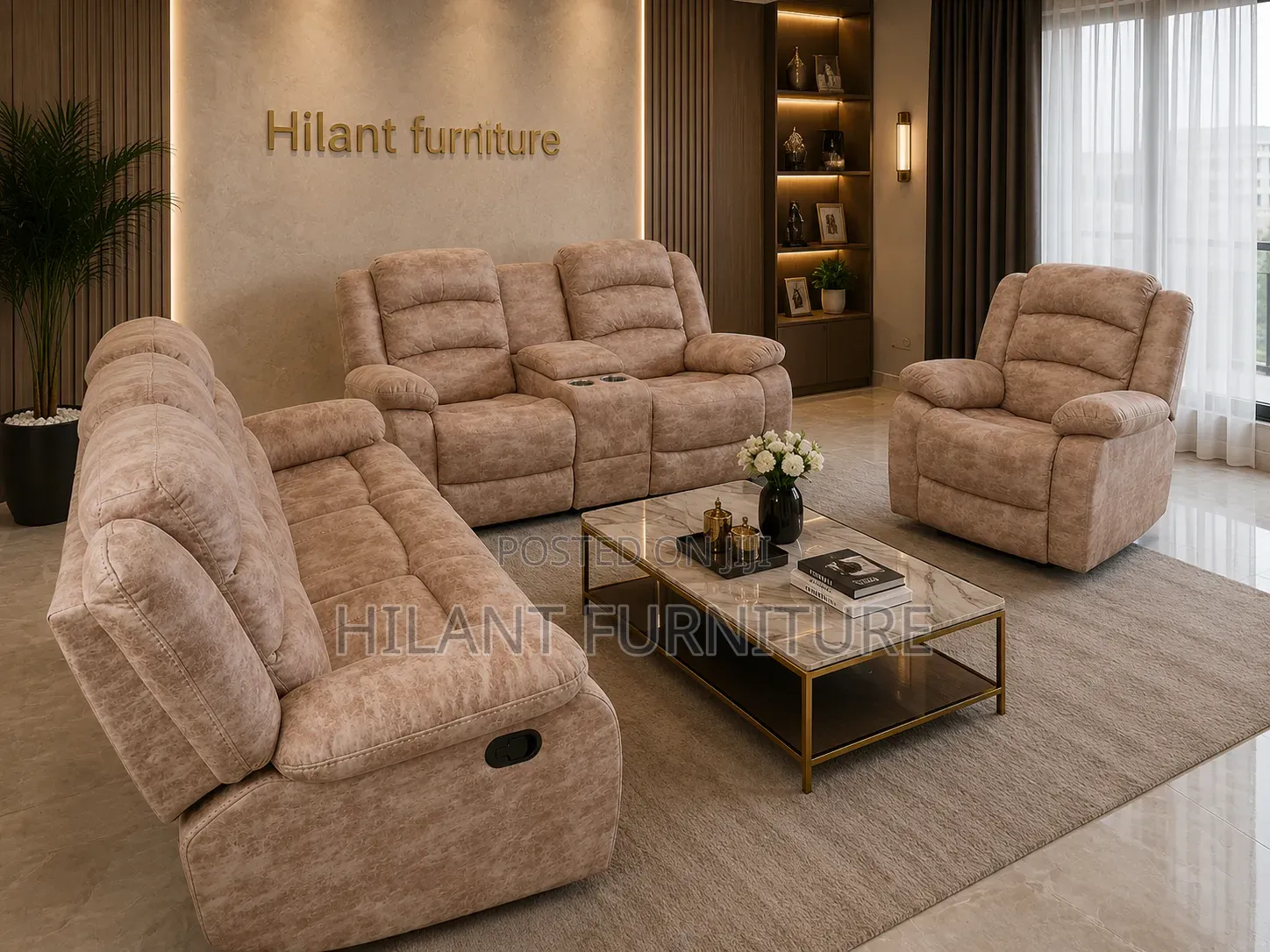 Cream 6 Seater Imported Recliner Sofa