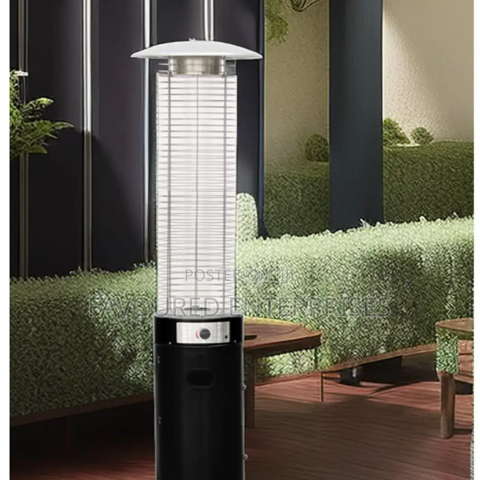Cylindrical Patio Gas Heater With Quartz Flame Tube
