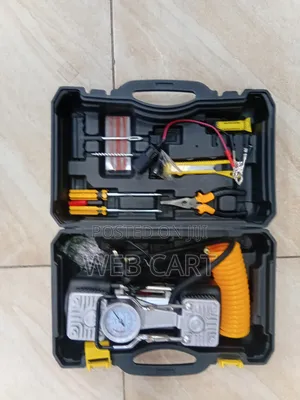 Twin Cylinder Portable Air Compressor With Tool Set