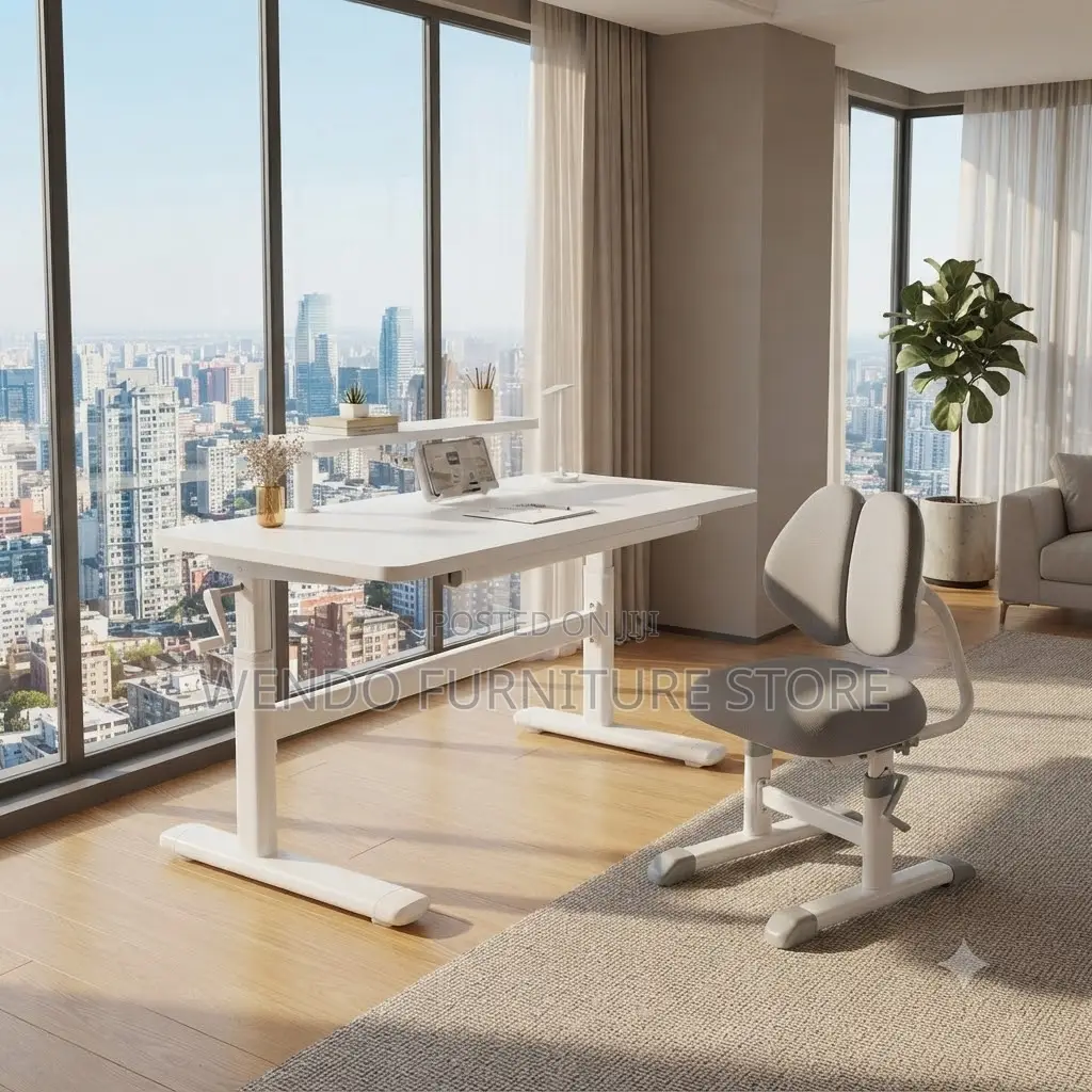 Office Desk;1.2 Meters White Manual Height Adjustable Table