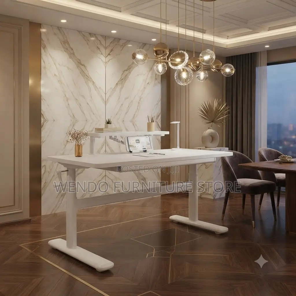Office Desk;1.2 Meters White Manual Height Adjustable Table