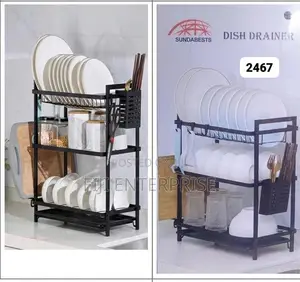 Sundabests 3-Layer Dish Rack With Drip Tray Cutlery Holder