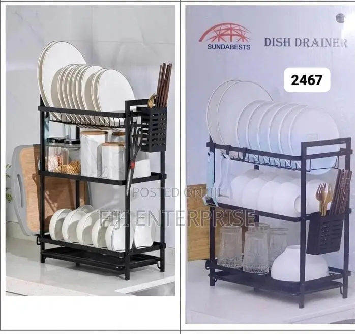 Sundabests 3-Layer Dish Rack With Drip Tray Cutlery Holder