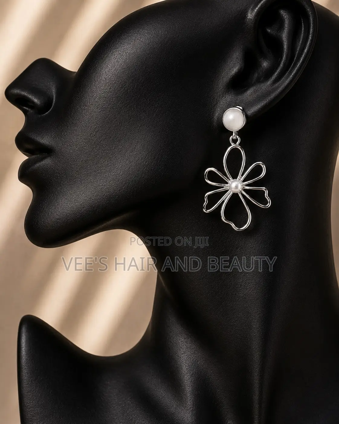 Modern Silver Floral Pearl Earrings | Statement | Women's Jewelry
