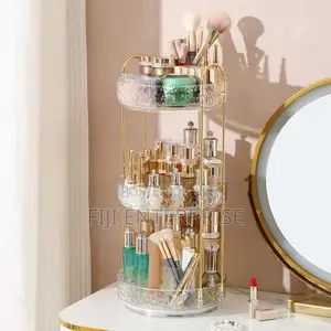 3-Layer 360° Rotating Luxury Makeup Skincare Organizer