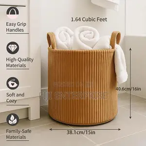 Corduroy Storage Laundry Basket – Large Capacity | Foldable