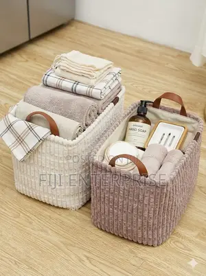 Corduroy Storage Basket – 38×27×28cm | Foldable