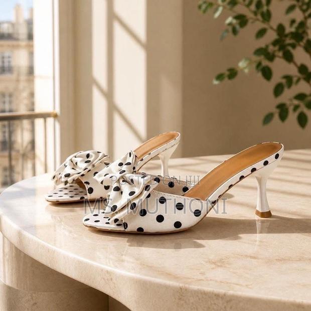 Chic Polka Dot Bow Mule Heels Size 37-42 - thumbnail 3