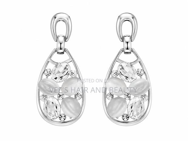 Silver Crystal Teardrop | Elegant Statement Earrings | Women Jewelry