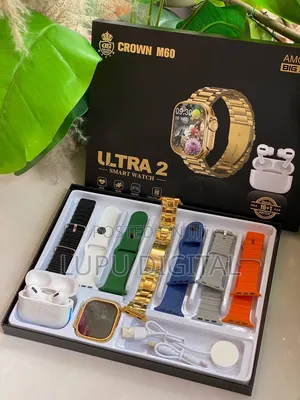 *Crown M60 Smart Watch With Earbuds 7 Interchangeable Straps