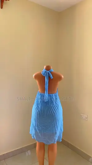 Royal Blue Halter Neck Backless Dress