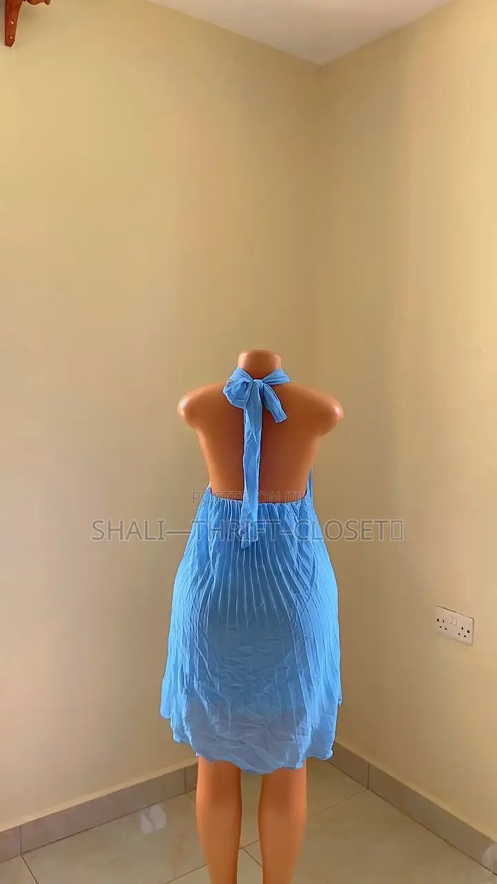 Royal Blue Halter Neck Backless Dress