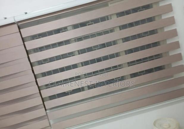 Beige and Black Perfect for Office Windows Horizontal Office Blinds