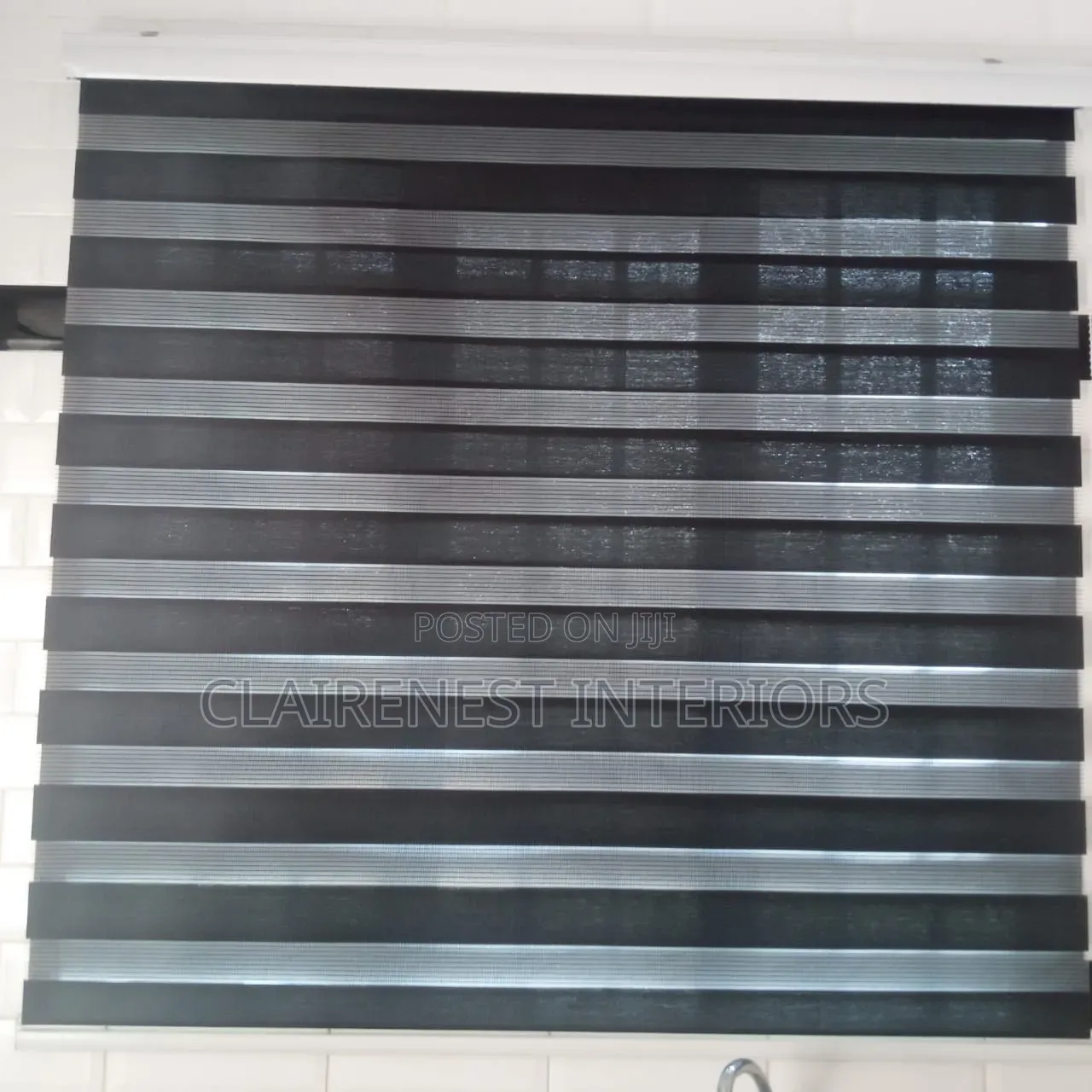 Beige and Black Perfect for Office Windows Horizontal Office Blinds