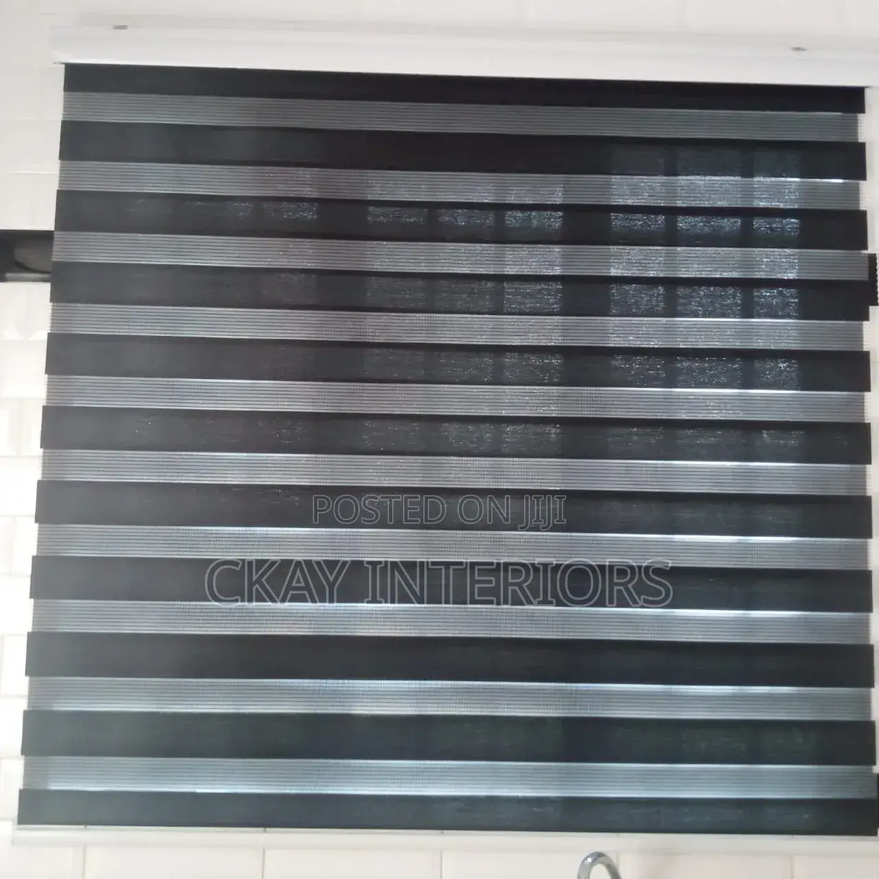 Beige and Black Perfect for Office Windows Horizontal Office Blinds