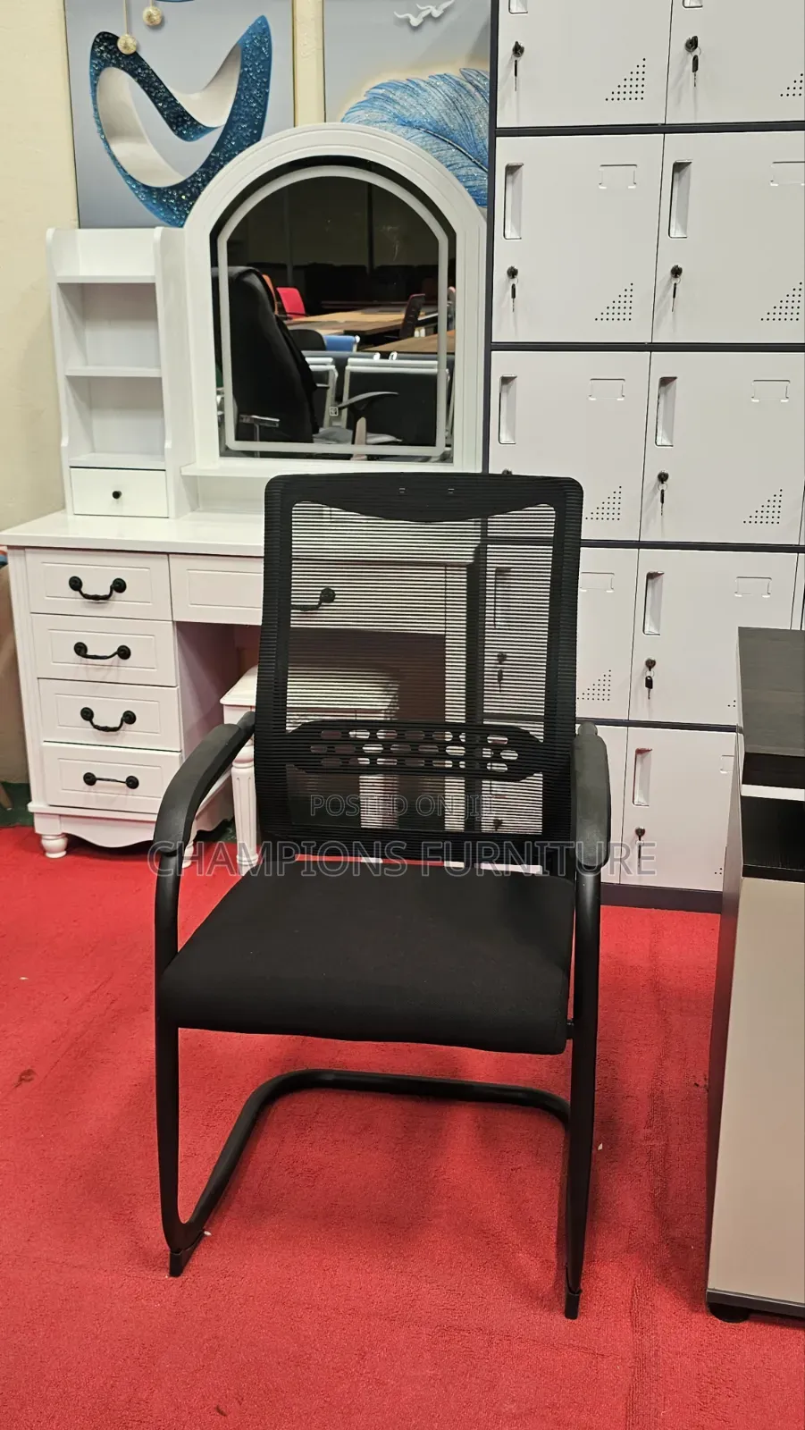 Cantilever Mesh Chair With Black Legs