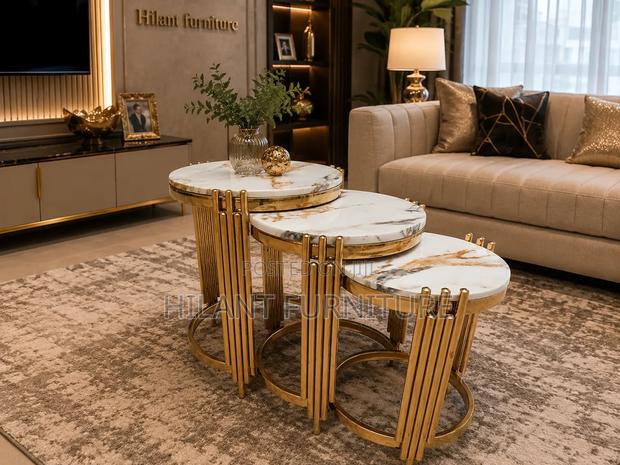 Marble Top 3 PCS Nesting Stools - thumbnail 2