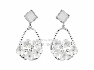 Silver Floral Earrings | Crystal Statement Earrings | Women's Jewelry