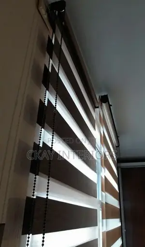 Chocolate Brown and Light Grey Office Horizontal Blinds