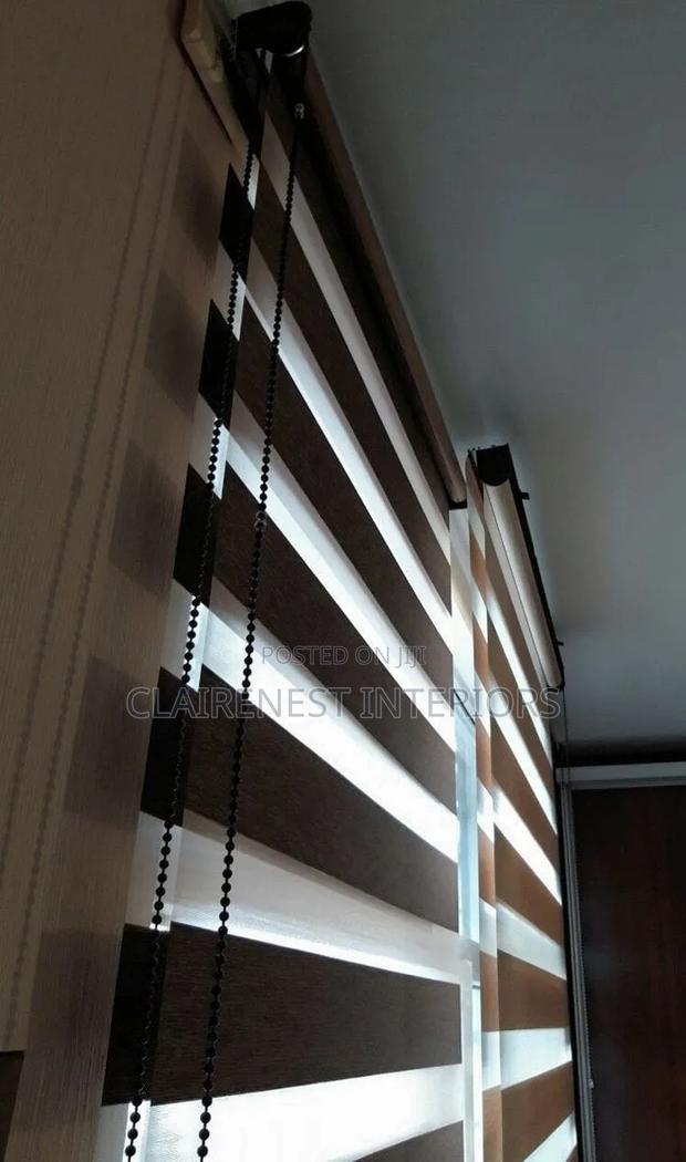 Chocolate Brown and Light Grey Office Horizontal Blinds