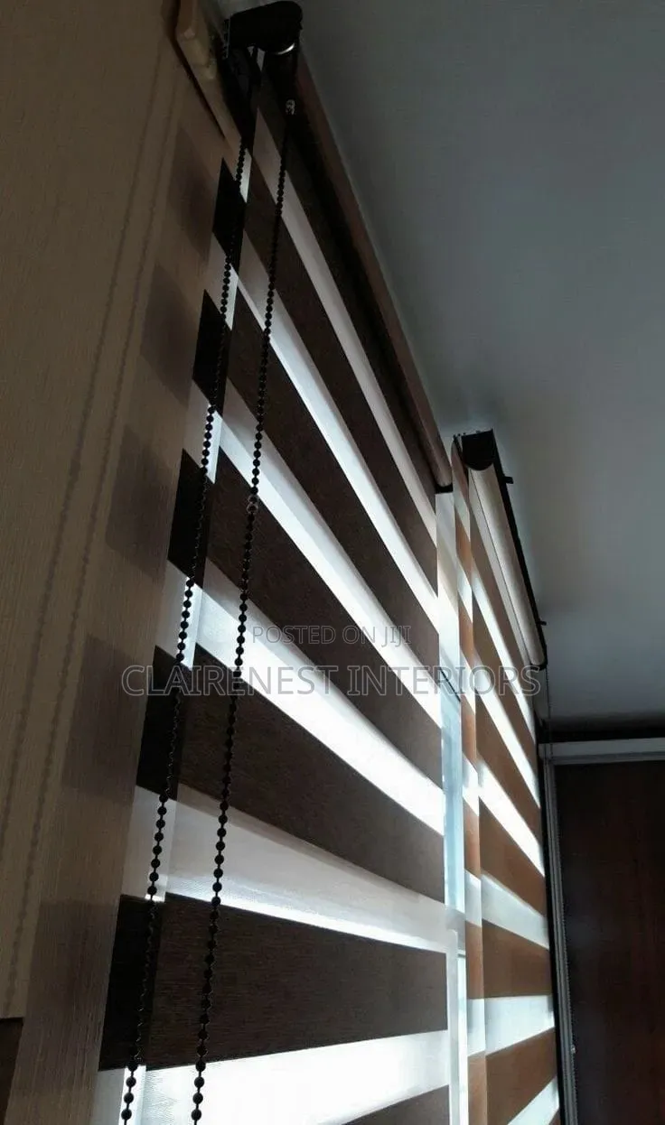 Chocolate Brown and Light Grey Office Horizontal Blinds