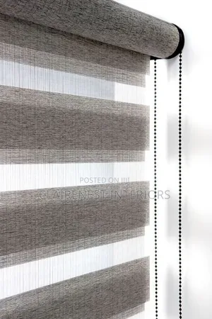 Chocolate Brown and Light Grey Office Horizontal Blinds