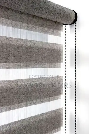 Chocolate Brown and Light Grey Office Horizontal Blinds