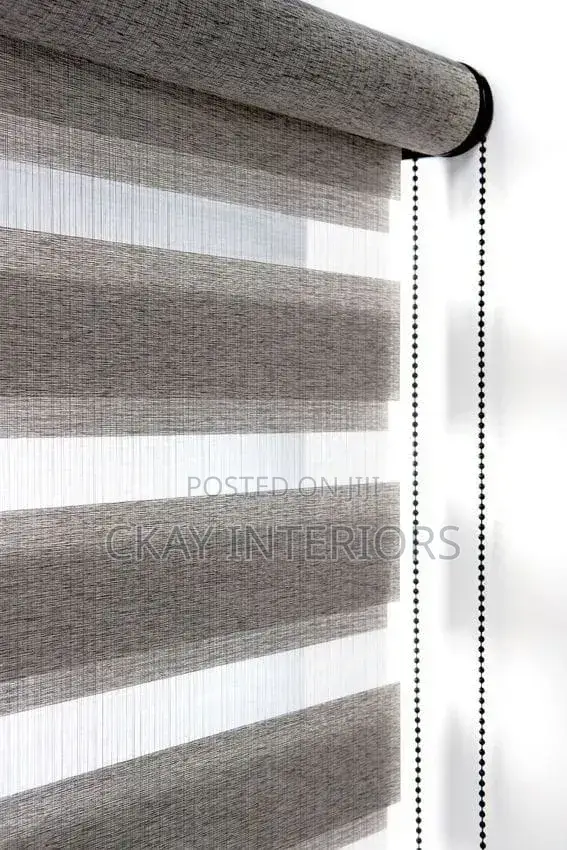 Chocolate Brown and Light Grey Office Horizontal Blinds