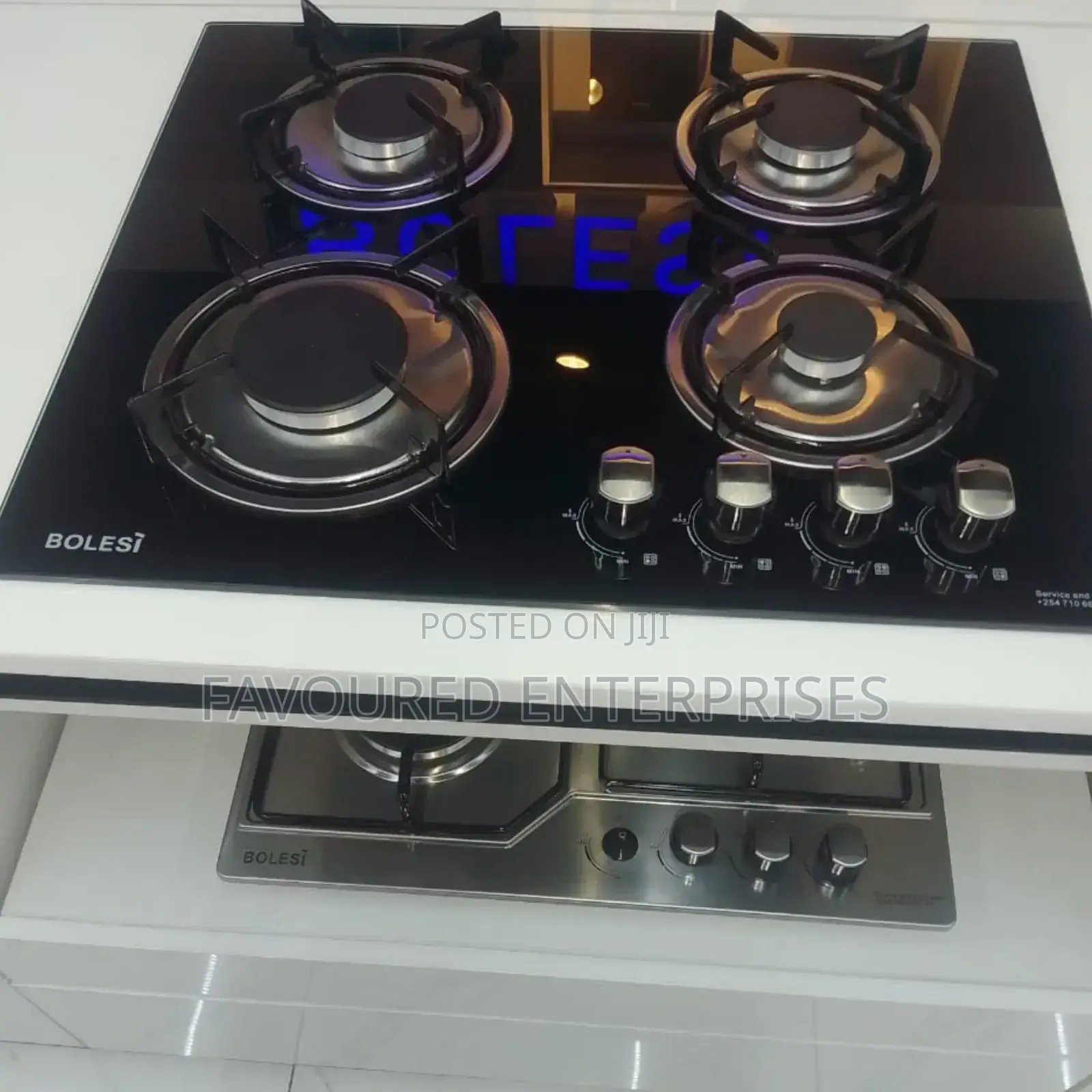 Bolesi Hob 4 Gas Burners Inbuilt Glass Tampared Gas Hod
