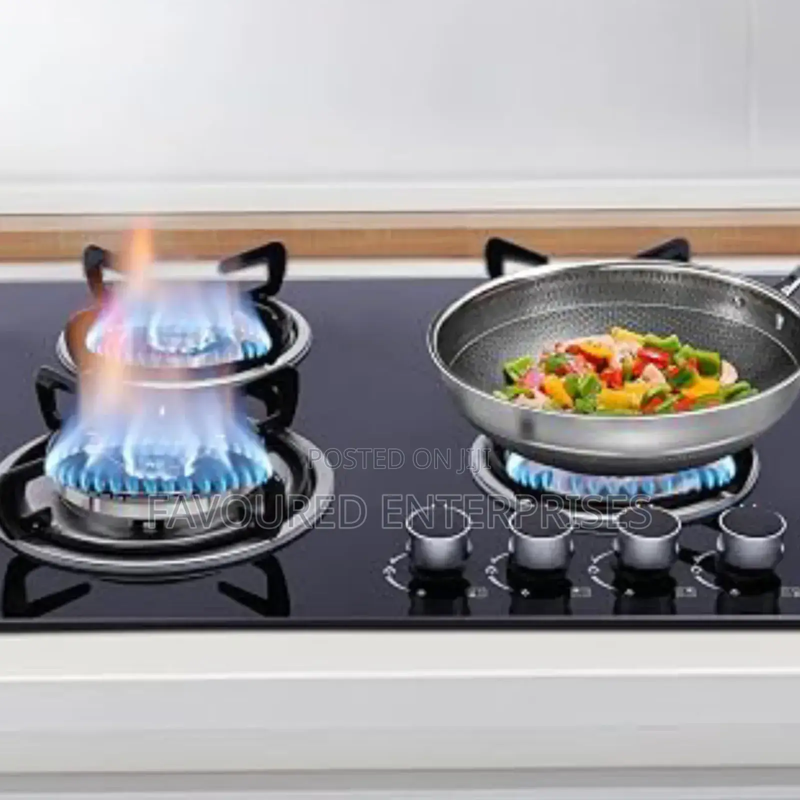 Bolesi Hob 4 Gas Burners Inbuilt Glass Tampared Gas Hod