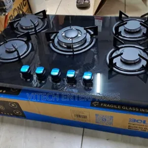 Bolesi Inbuilt 5 Burner Full Gas Tampared Glass Cooker