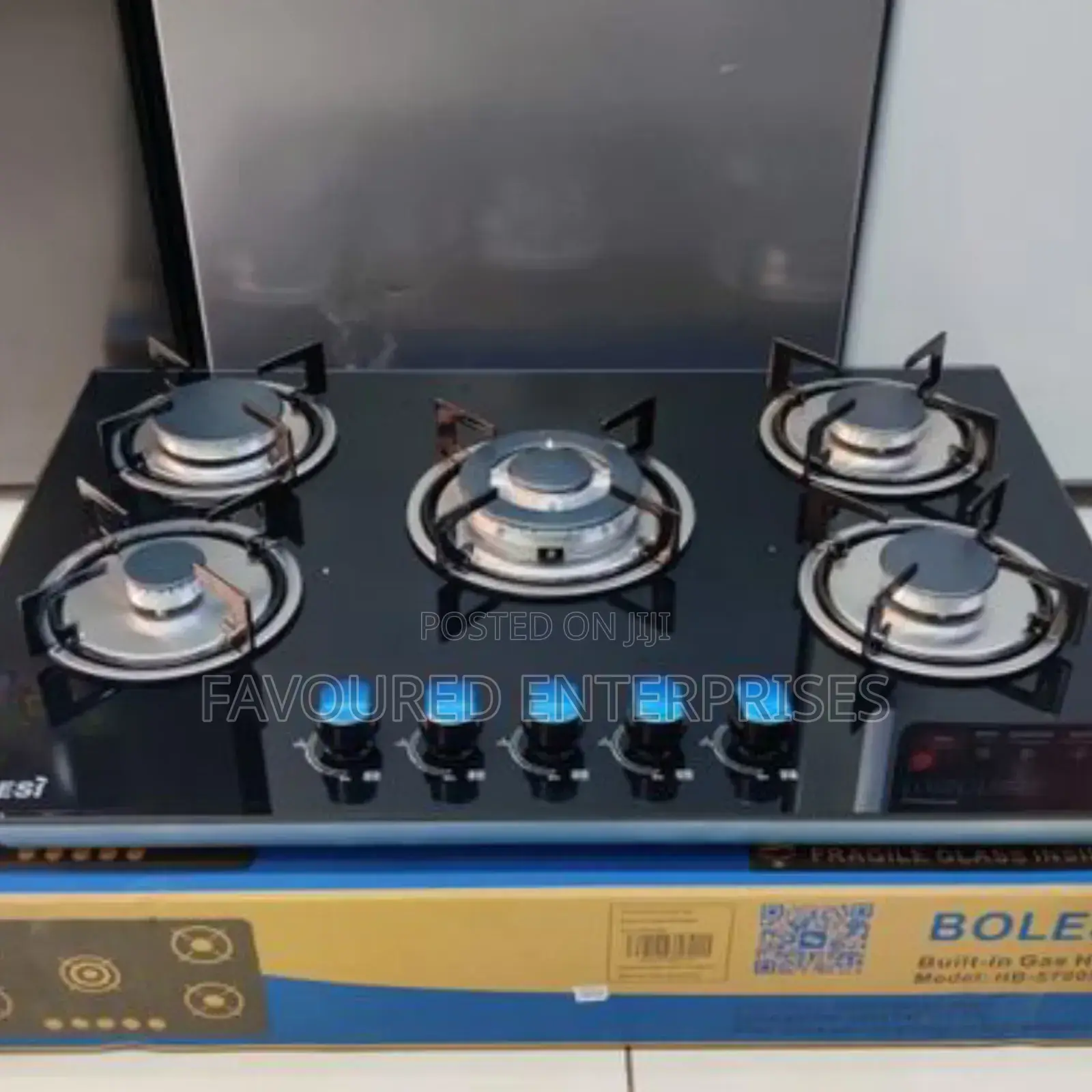 Bolesi Inbuilt 5 Burner Full Gas Tampared Glass Cooker