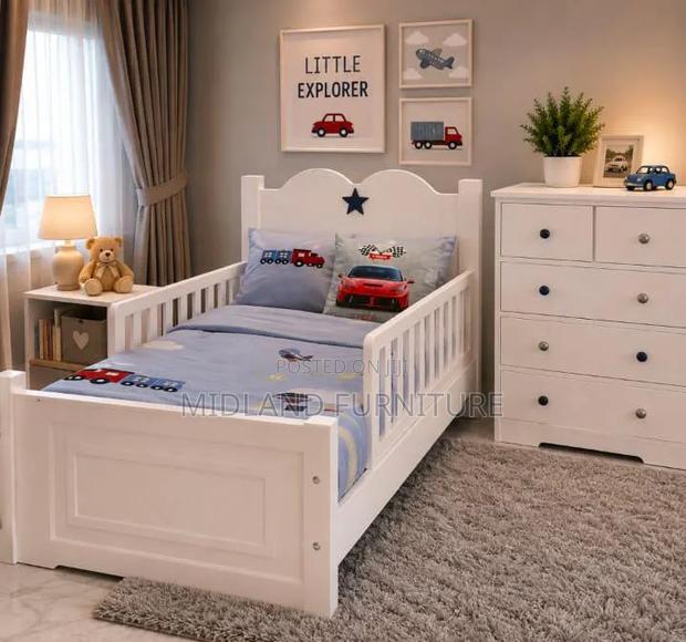 Children Single Bed With Safety Railing Pay on Delivery