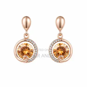 Rose Gold Amber Crystal Drop Earrings | Elegant Women's Jewellery
