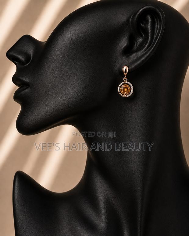 Rose Gold Amber Crystal Drop Earrings | Elegant Women's Jewellery