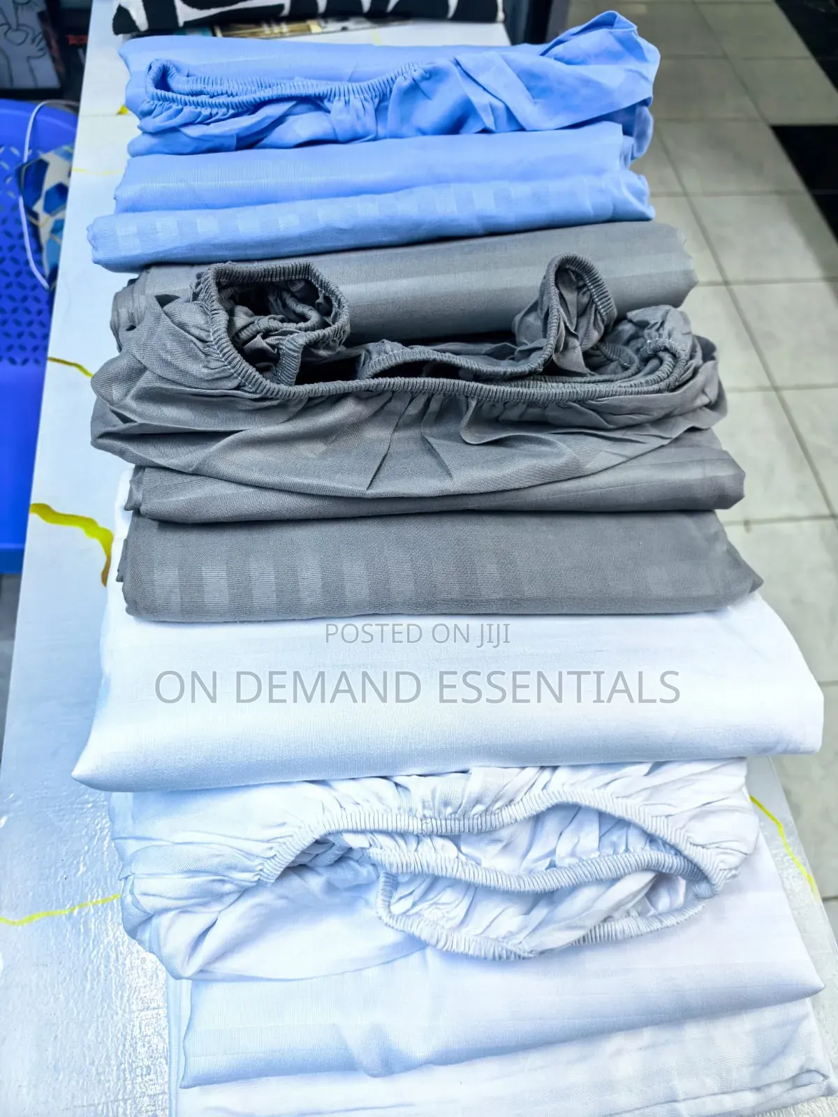 White Striped Fitted White Bedsheets
