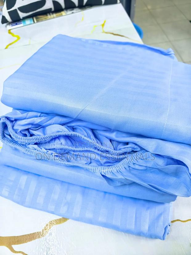 White Striped Fitted White Bedsheets - thumbnail 3