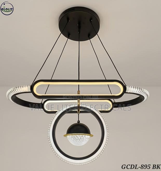 LED Chandelier Black/Gold Rectangular Base